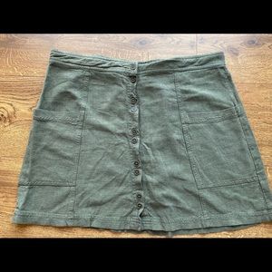 Green button up mini skirt